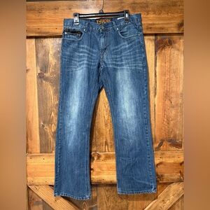 Dodenim Mens' Distressed‎ Slim Boot Jeans 32 X 32 Dark Wash